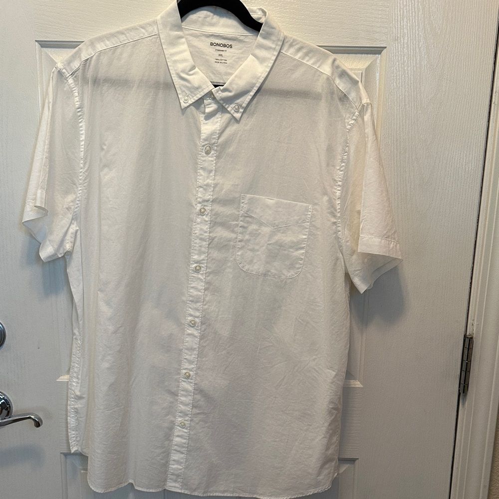Bonobos Classic White Short Sleeve Button-Down Shirt with Chest Pocket Size XXL